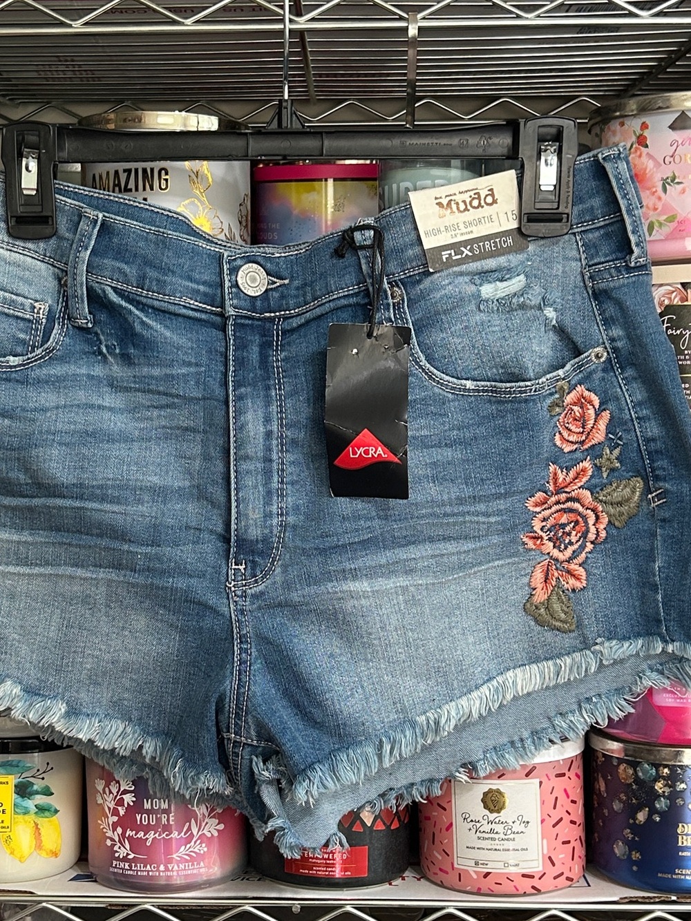 Mudd Floral High Rise Jean Shorts